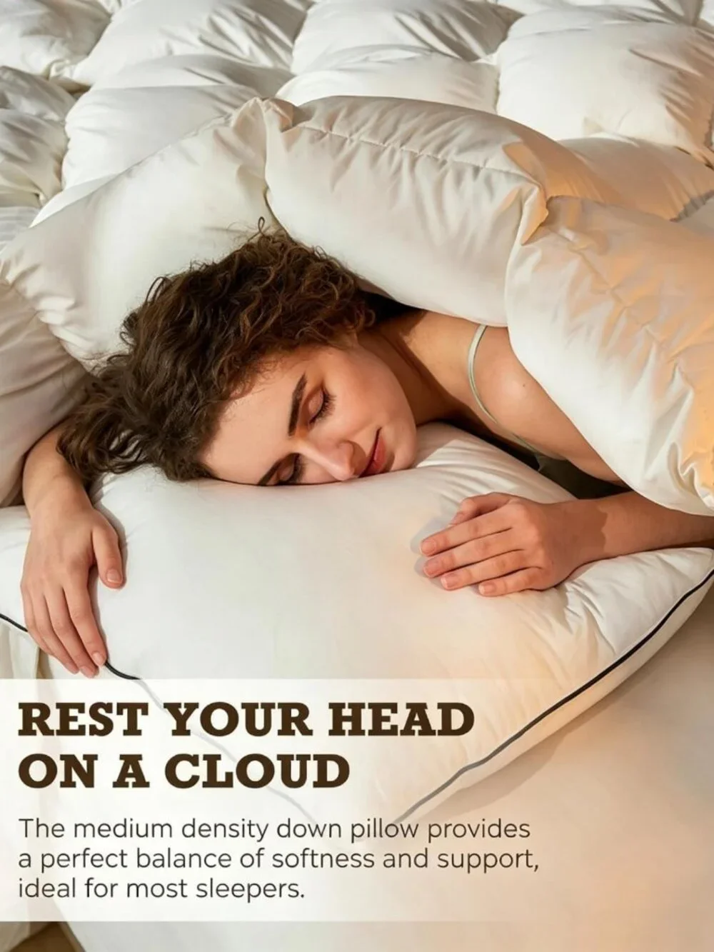Cozy Goose Feather Down Pillows Set of 2, Ideal Support for Side Sleepers